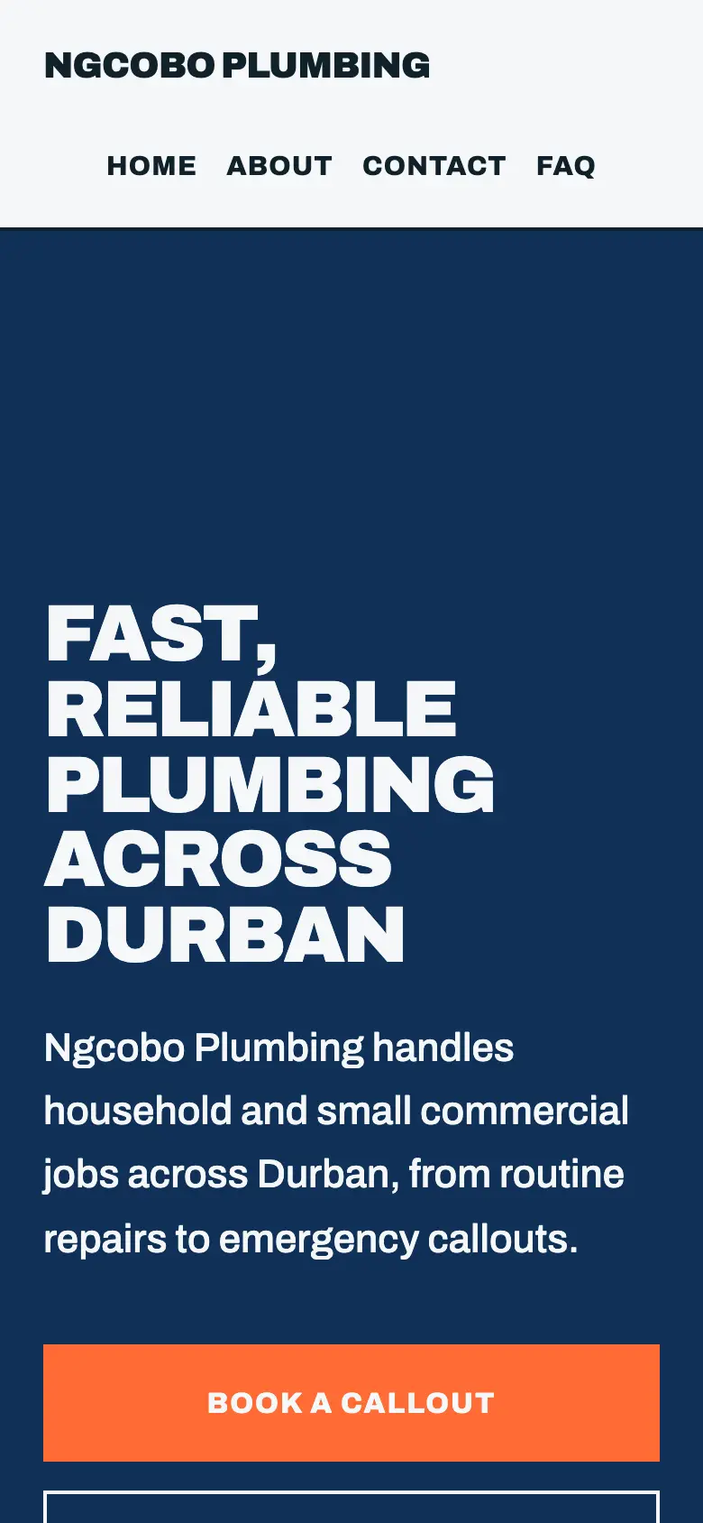The plumber site webbefy built for Ngcobo Plumbing
